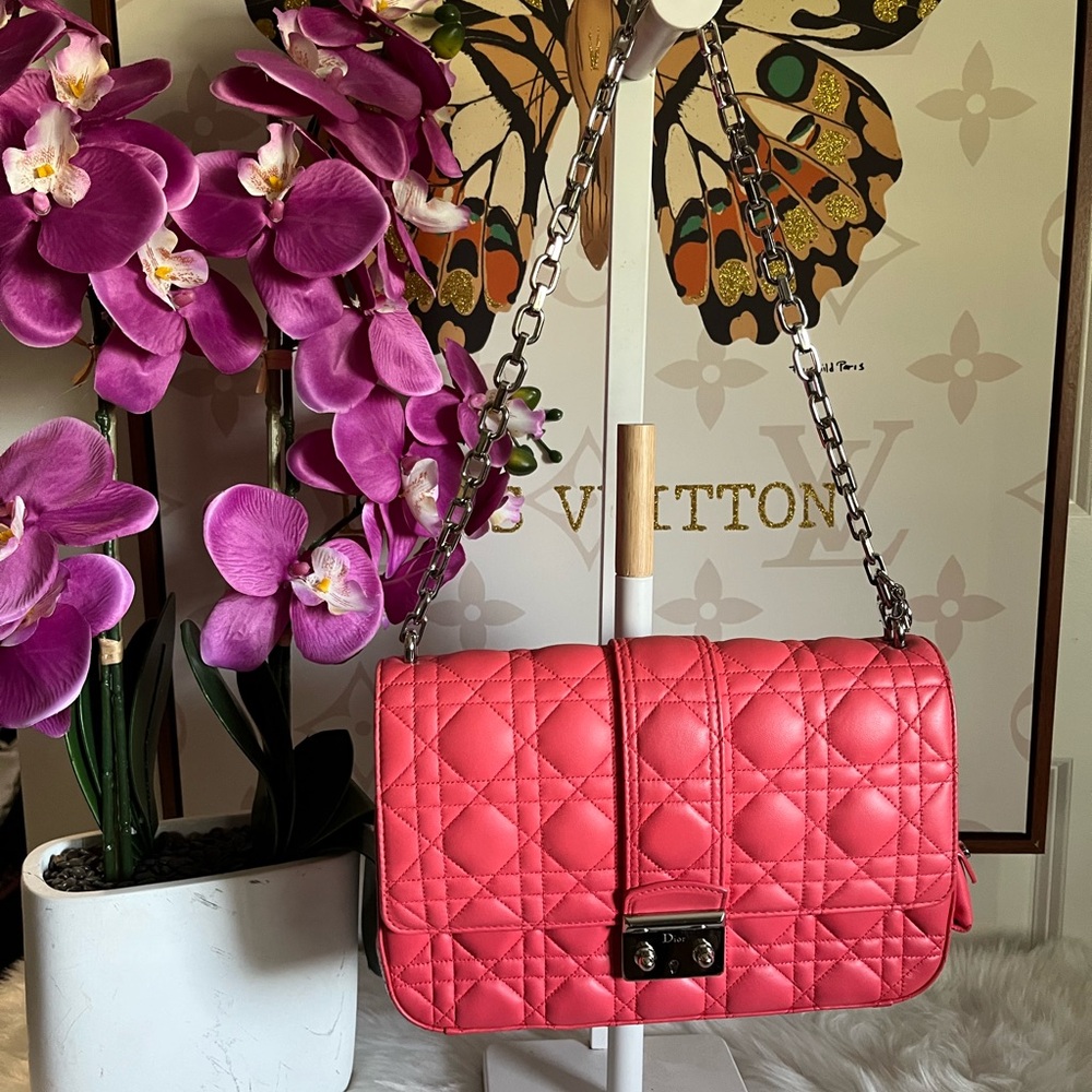 #34 🔥DIOR CORAL Pink Quilted Chain Shoulder Bag